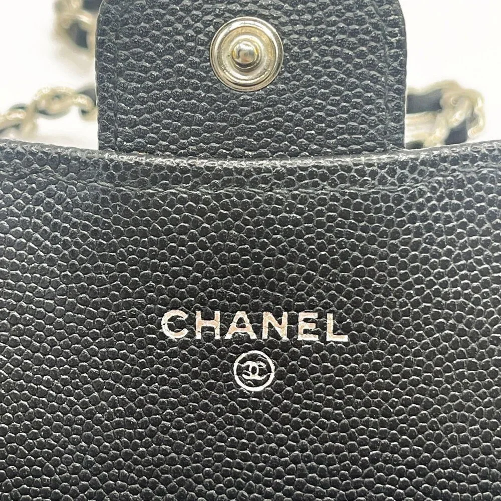 Authentic CHANEL CC Classic Caviar Flap Wallet Chain Shoulder Crossbody Black - Picture 11 of 16